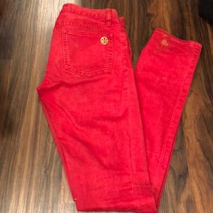 Toryburch Red supper skinny jeans size 25